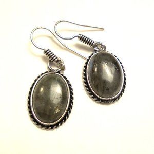 Earrings Labrodite handmade small oval dangle astro remedy